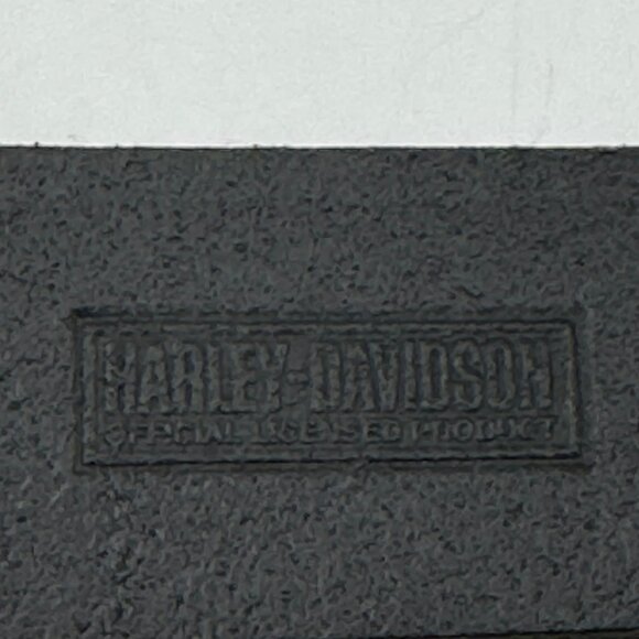 Harley-Davidson Logo Embossed Black Leather Belt Mens Size 38 Durable Design - Picture 10 of 10